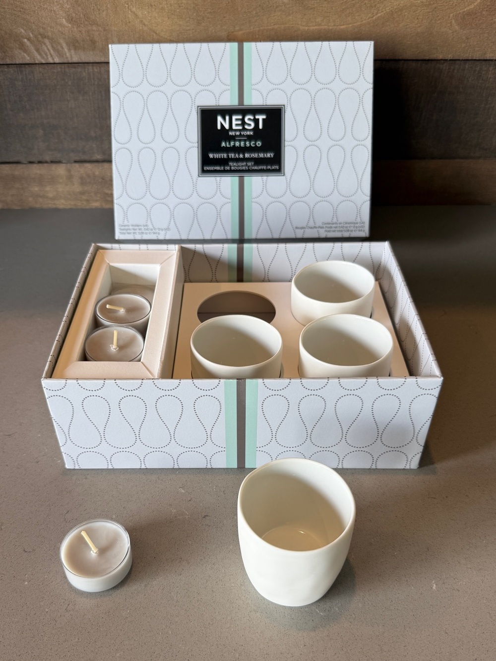 NWT Nest Fragrances Alfresco White Tea & Rosemary Tealight Set - Picture 4 of 6